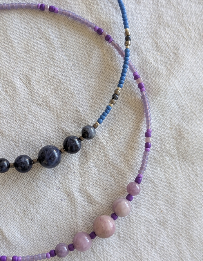 Duo : Sodalite, Lépidolite Rose.