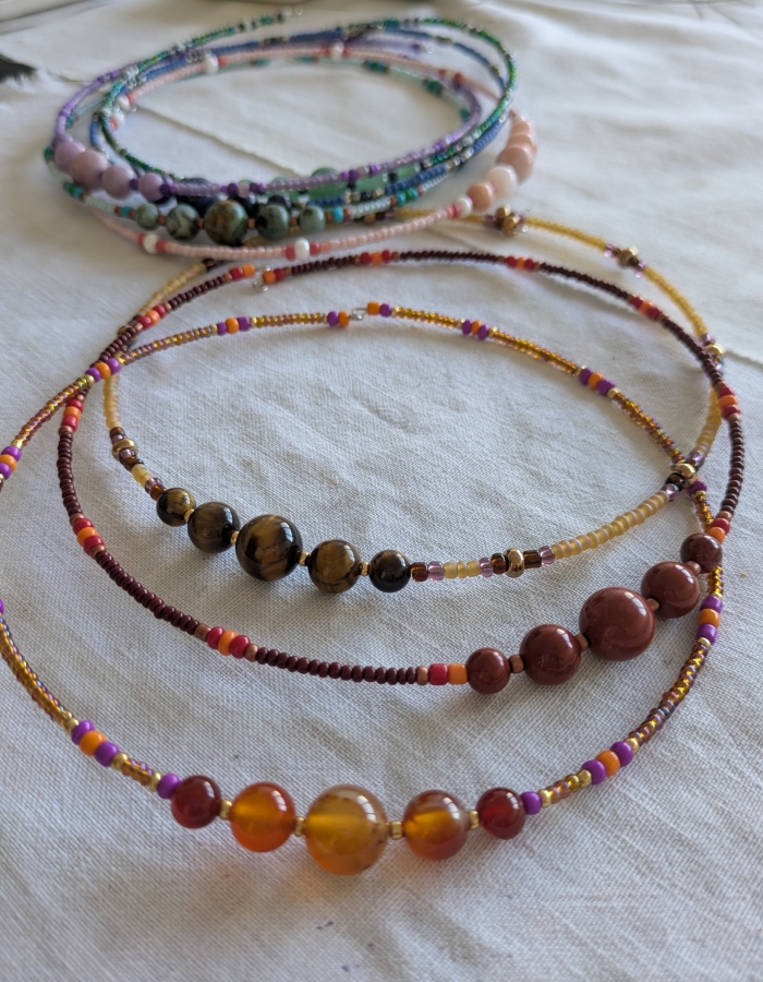 Trio : Oeil de Tigre, Obsidienne Acajou, Cornaline.